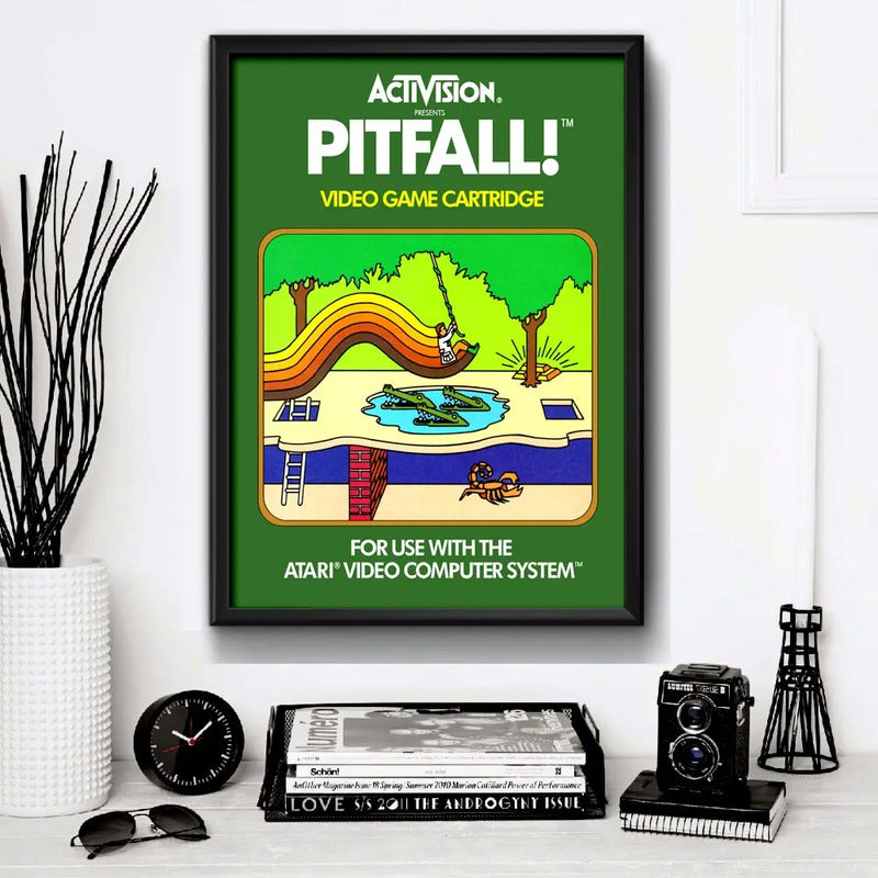 Cuadro Pitfall Atari Game Retro Videojuego Gamer Decoracion Marco Negro