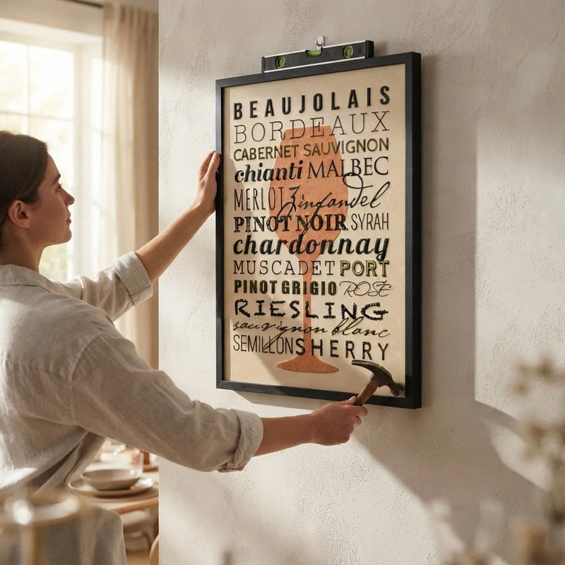 Cuadro Vino Variedades Cepas Regiones Vinícola Arte Cocina Marco Negro