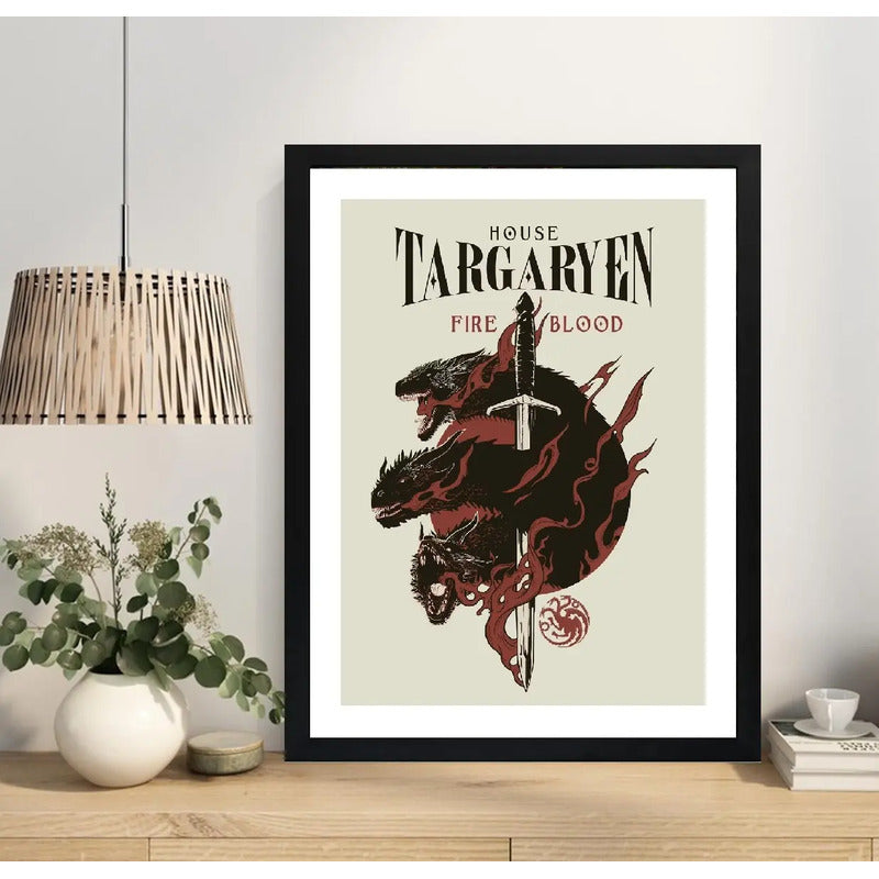 Cuadro Game Of Thrones Targaryen Casa Frase Juego De Tronos Marco Negro