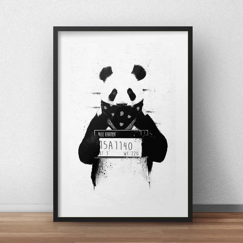 Cuadro Oso Panda Gangster Arte Decoracion Con Paspartú