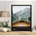 Cuadro Barco Hacia Las Montañas Natureleza Living Decoracion Marco Negro