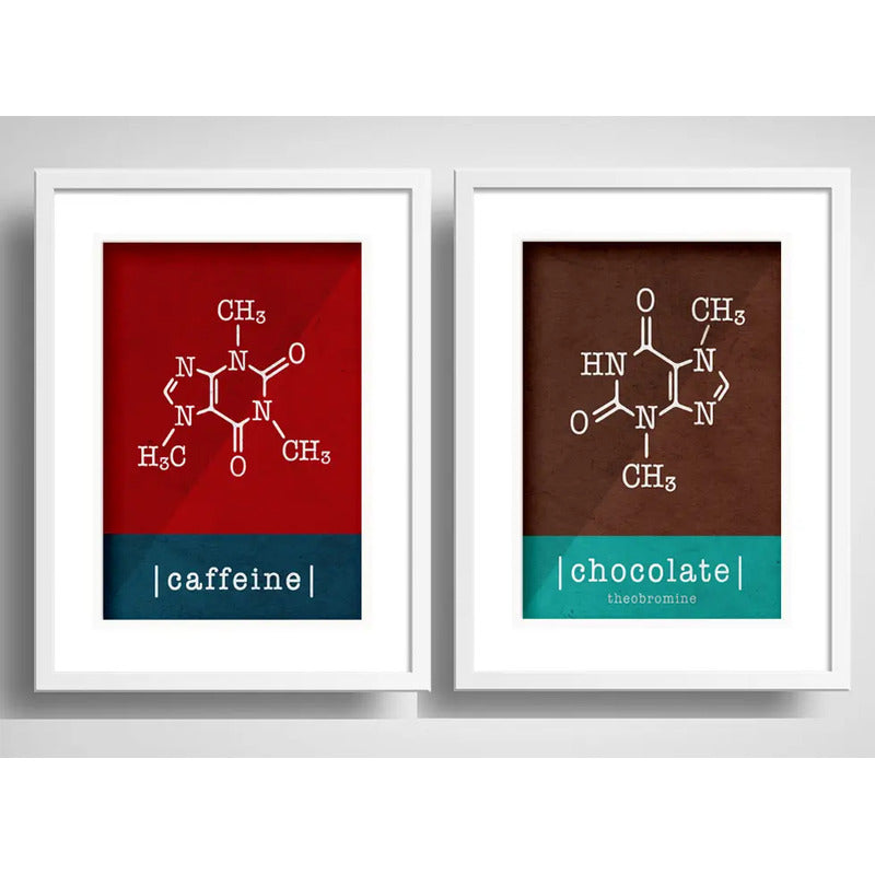Set 2 Cuadros Formula Quimica Café Chocolate Cocina Paspartú