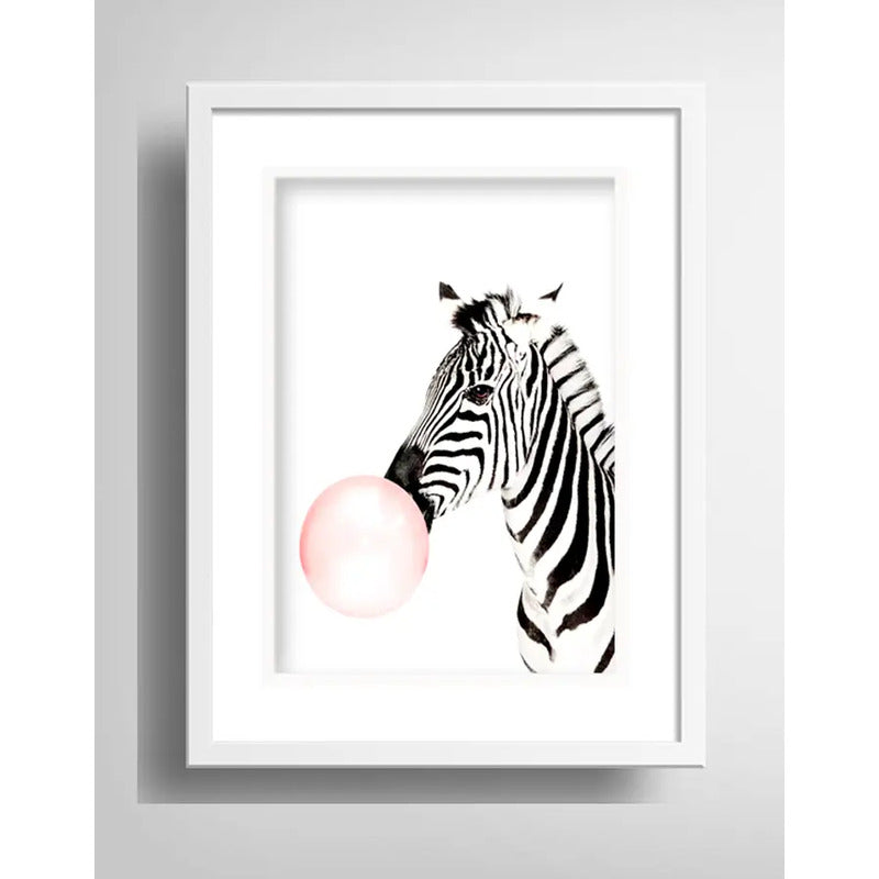 Cuadro Cebra Chicle Animales Arte Decoracion Con Paspartú