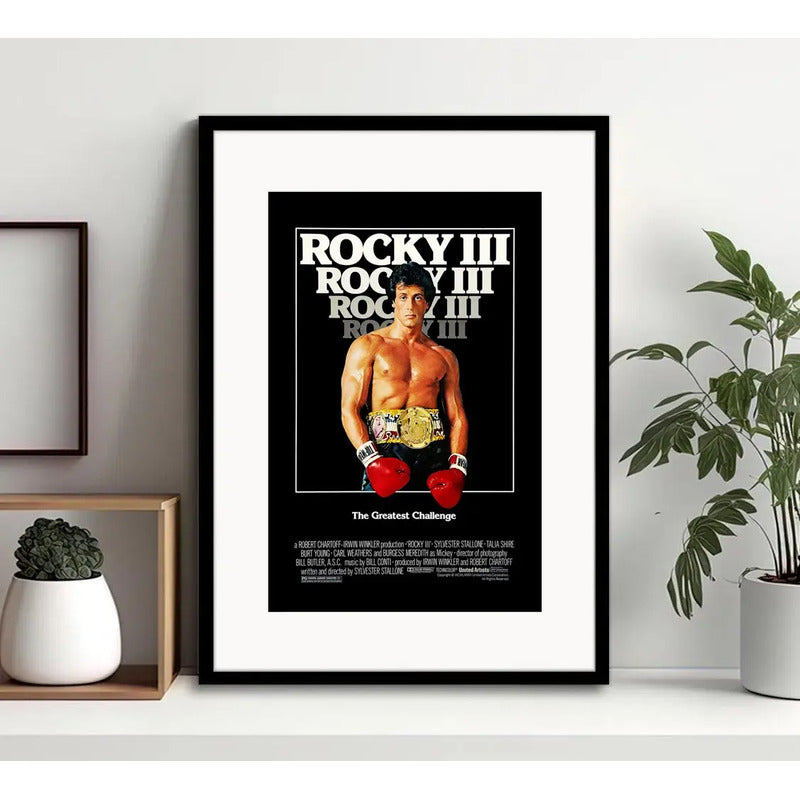 Cuadro Rocky 3 Balboa Stallone Boxe Gym Decoracion Paspartú Marco Negro
