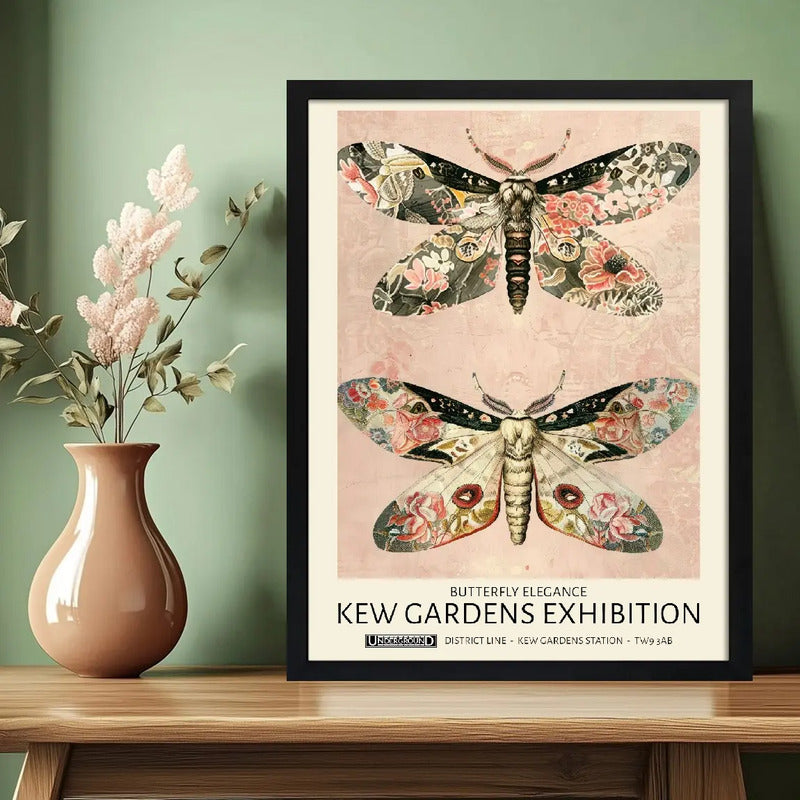 Cuadro Living Dormitorio Mariposas Elegantes William Morris Marco Negro