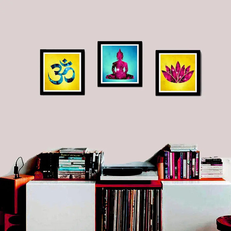 Set 3 Cuadros Buda Pop Art Zen Lotus Om Yoga Meditacion