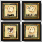 Set 4 Cuadros Poker Cartas La Mano Del Muerto Juegos Decora