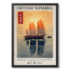 Set 3 Cuadros Hiroshi Yoshida Arte Japones Estilo Shin-hanga Marco Negro