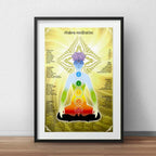 Cuadro Chakras Meditación Yoga Zen Decoracion Con Paspartú Marco Negro