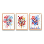 Set 3 Cuadros Superheroes Decoracion Dormitorio Infantil Br7 Marco Marrón Claro
