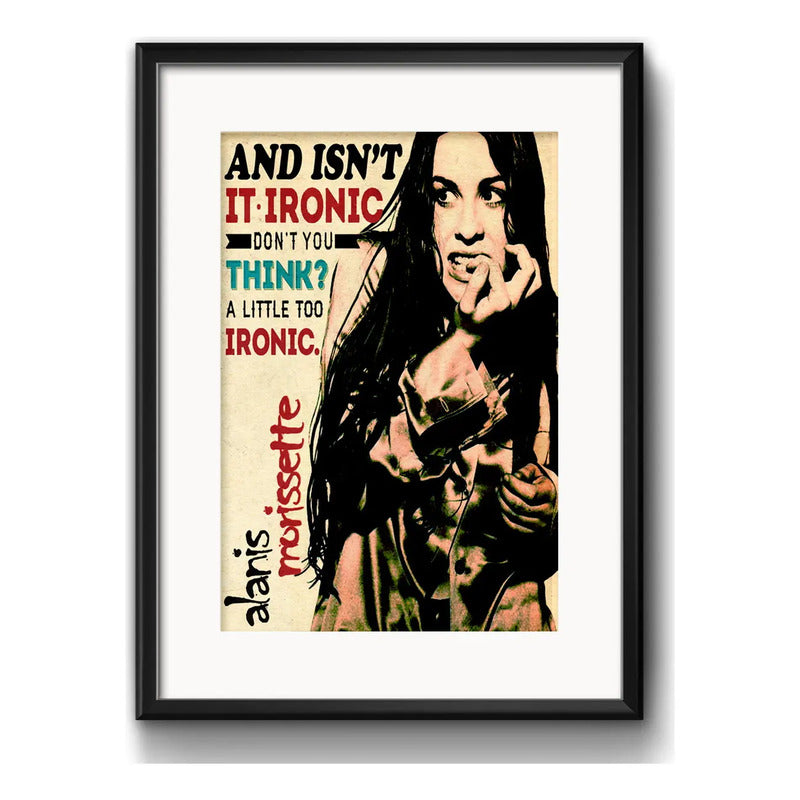 Cuadro Alanis Morissette Letra Musica Decoracion C/ Paspartú Marco Negro