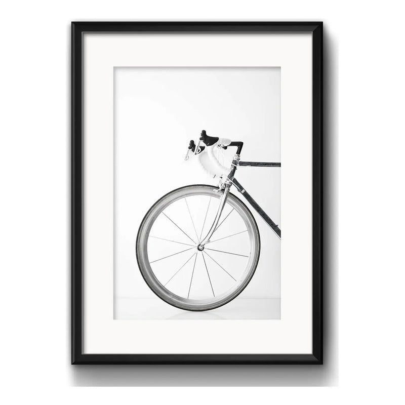 Cuadro Bicicleta Retro Vintage Blanco Y Negro 2 Con Paspartú Marco Negro