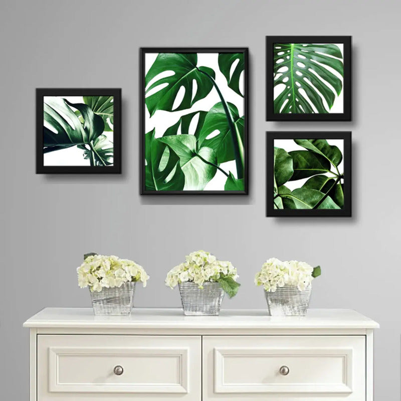 Set 4 Cuadros Hojas Plantas Monstera Botanico Br1 Decoracion