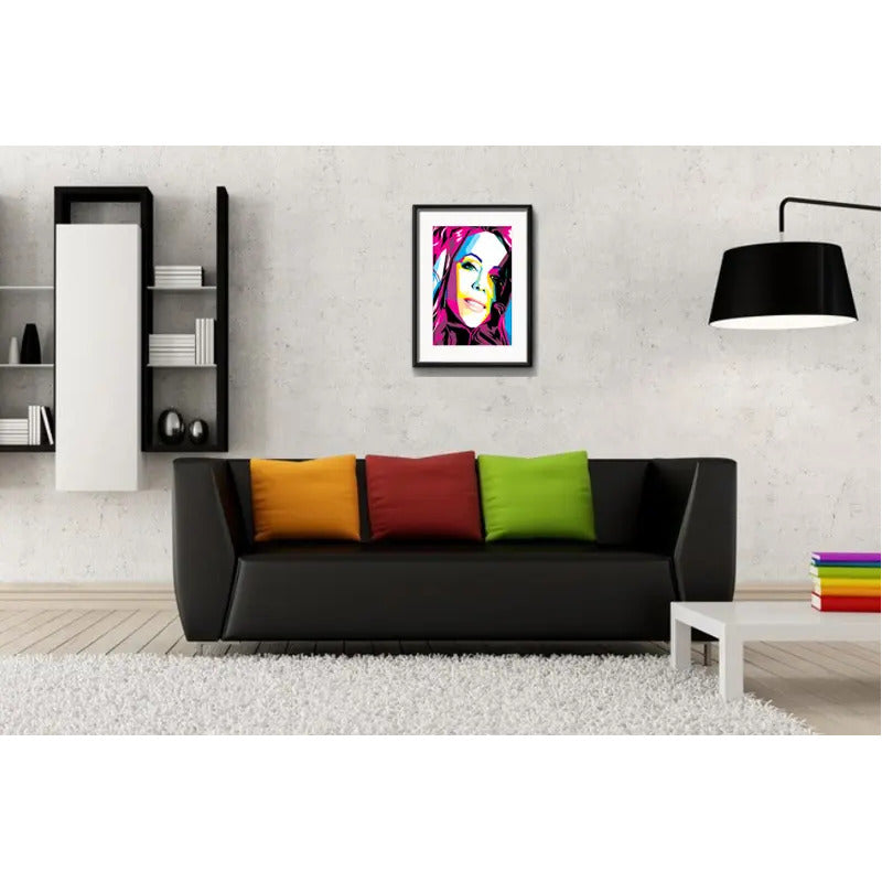 Cuadro Mariah Carey Pop Art Fashion Decoracion Con Paspartú Marco Negro