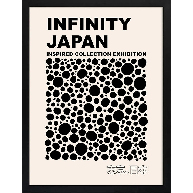 Cuadro Yayoi Kusama Infinity Dots Arte Japones Minimalista Yayoi Kusama Dots Blanco Y Negro Marco Negro