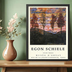 Cuadro Dormitorio Living Egon Schiele Abstracto 4 Arboles Marco Negro
