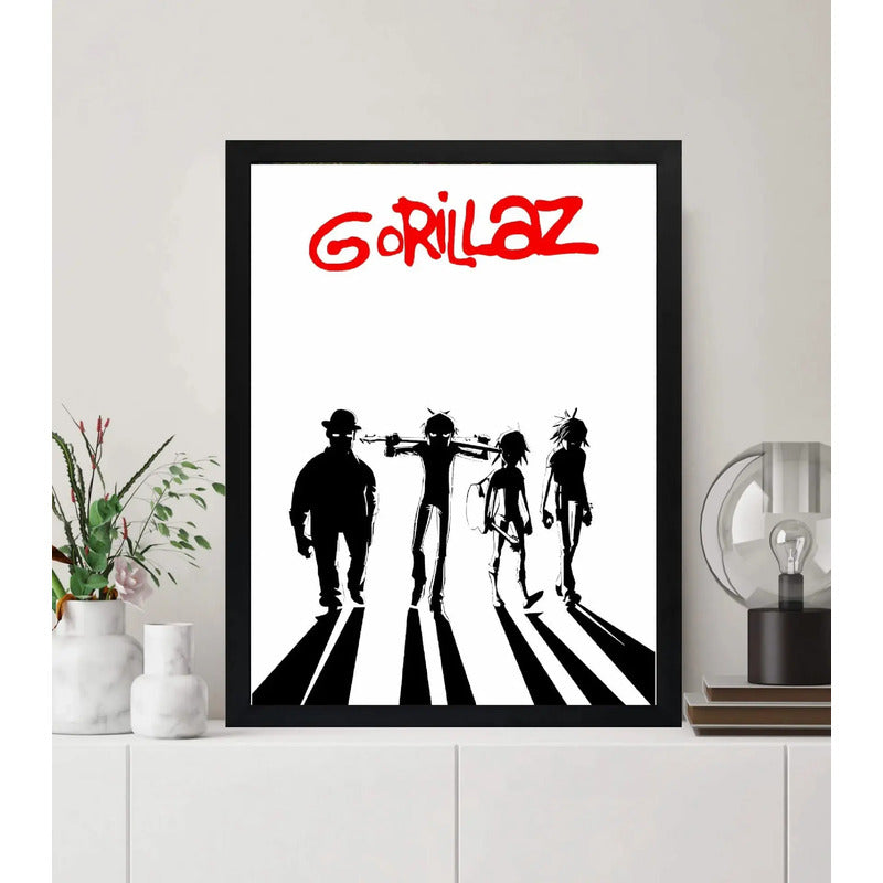 Cuadro Gorillaz Rock Naranja Mecanica Arte Musica Decoracion Marco Negro