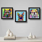 Set 3 Cuadros Perro Pop Art Colorido Mascota Pet Decoracion