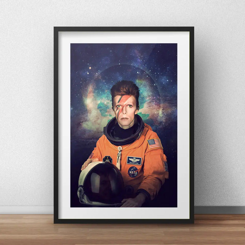 Cuadro David Bowie Astronauta Rock Ziggy Stardust C Paspartú Marco Negro