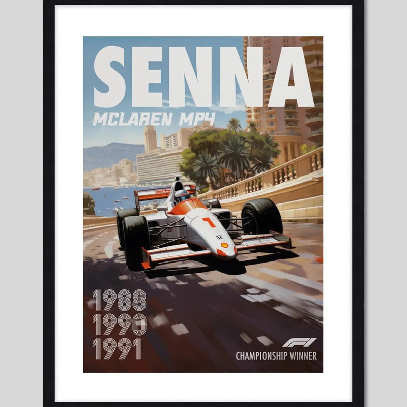 Cuadro Ayrton Senna Mclaren Formula 1 Auto Carrera F1 Arte Marco Negro