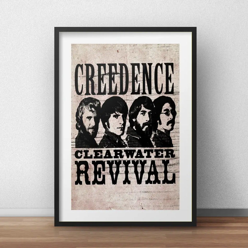 Cuadro Creedence Clearwater Revival Decoracion Con Paspartú Marco Negro