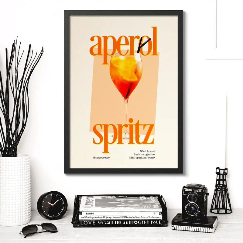 Cuadro Aperol Arte Cocktail Drink Bar Pub Cocina Decoracion Aperol Spritz 2 Marco Negro