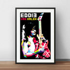 Cuadro Van Halen Pop Art Eddie Rock Decoracion Con Paspartú Marco Negro