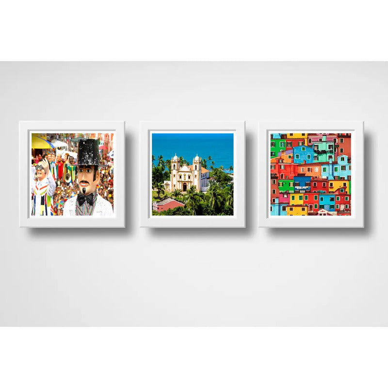 Set 3 Cuadros Olinda Pernambuco Recife Brasil Carnaval Arte