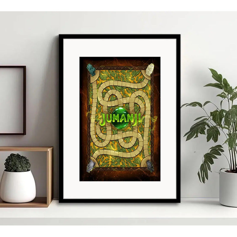 Cuadro Jumanji En La Selva Pelicula Cinema Con Paspartú Marco Negro