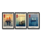 Set 3 Cuadros Hiroshi Yoshida Arte Japones Estilo Shin-hanga Marco Negro