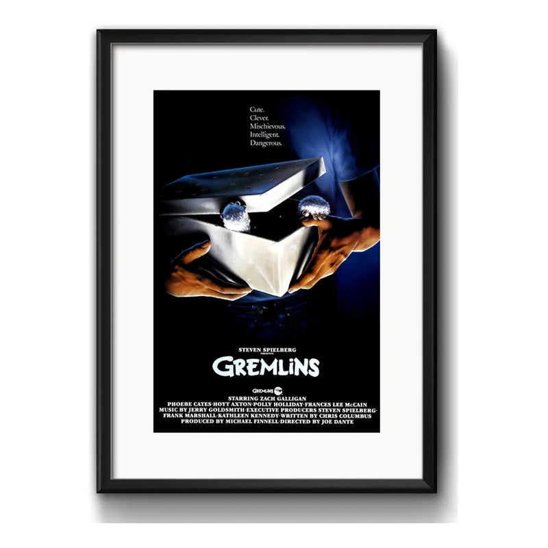 Cuadro Gremlins Gizmo Pelicula Terror Cinema Con Paspartú Marco Negro