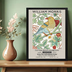 Cuadro Dormitorio Living William Morris Pajaro Frutilla Arte Marco Negro