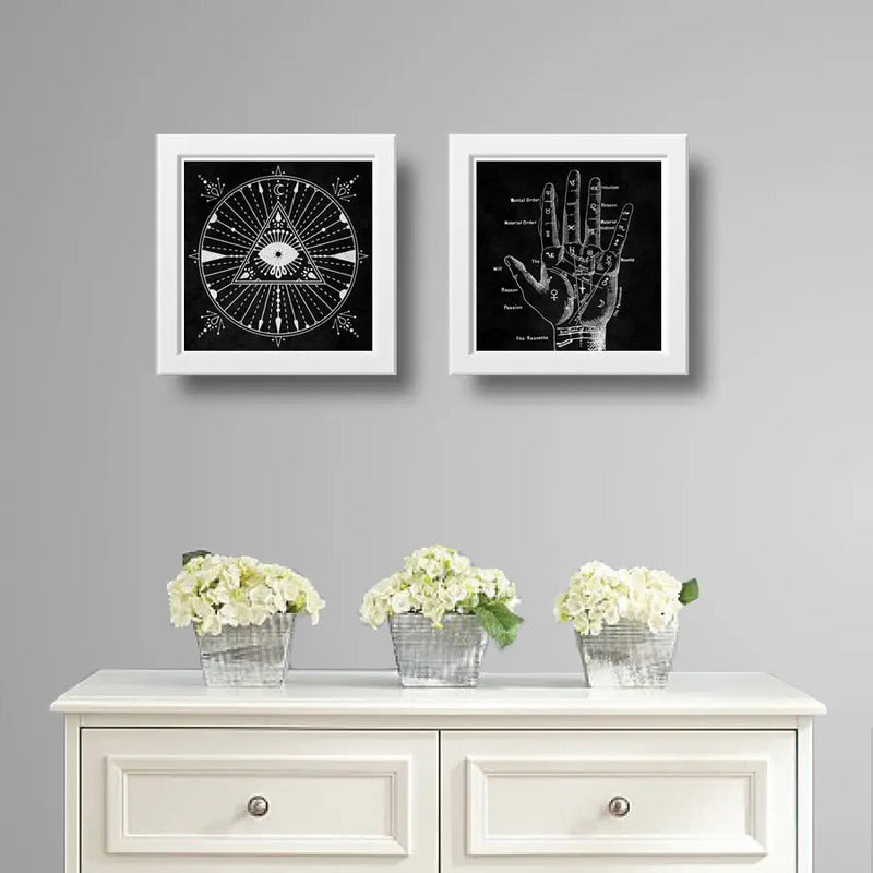Set 2 Cuadros Esotérico Astral Zen Quiromancia Astrólogo Art