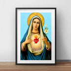 Cuadro María Inmaculada Jesus Brs1 Decoracion Con Paspartú Marco Negro