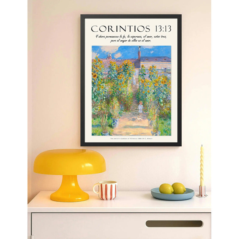 Cuadro Dormitorio Living Versiculo Biblia Corintios 13 Monet Marco Negro