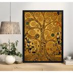 Cuadro Gustav Klimt Arte Arbol De La Vida Dorado Decoracion Marco Negro