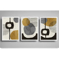 Set 3 Cuadros Dormitorio Living Boho Abstract Tonos Terrosos Marco Blanco