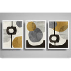 Set 3 Cuadros Dormitorio Living Boho Abstract Tonos Terrosos Marco Blanco
