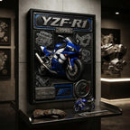 Cuadro Yamaha Yzf R1 Moto Icónico Detalles Specs Efecto 3d Marco Negro