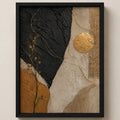Cuadro Dormitorio Living Boho Abstracto Texturas Oro Brs1 Marco Negro