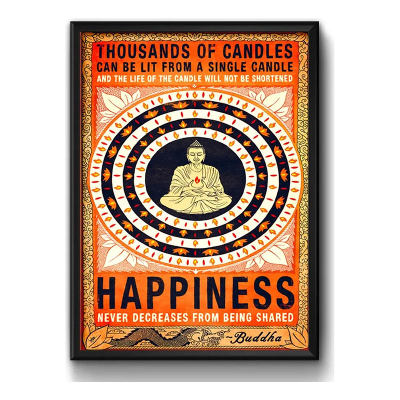 Cuadro Meditacion Buda Happiness Pop Art Zen Yoga Decoracion