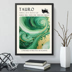 Cuadro Tauro Signo Astrologia Horoscopo Piedra Esmeralda Marco Negro