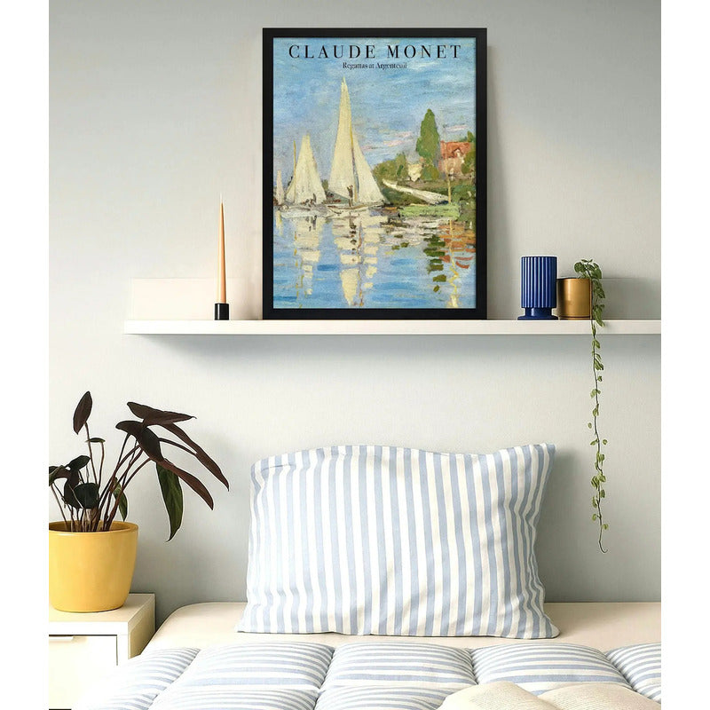 Cuadro Claude Monet Regatas En Argenteuil Nautico Decoracion Marco Negro