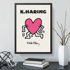 Cuadro Keith Haring Pink Corazon Arte Urbano Decoracion Marco Negro