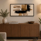 Cuadro Dormitorio Living Boho Abstract Trazos Audaces Grande Marco Negro