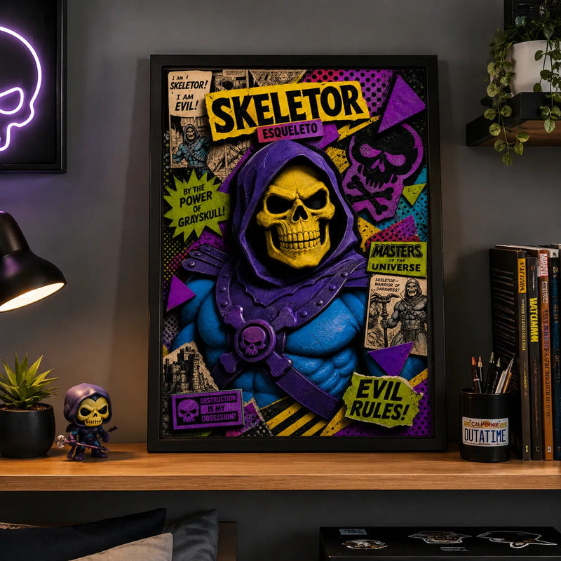 Cuadro Skeletor Masters Of Universe Serie Tv Arte Efecto 3d Marco Negro