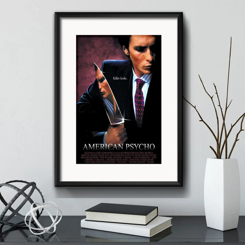 Cuadro American Psycho Psicópata Pelicula Terror C/ Paspartú Marco Negro