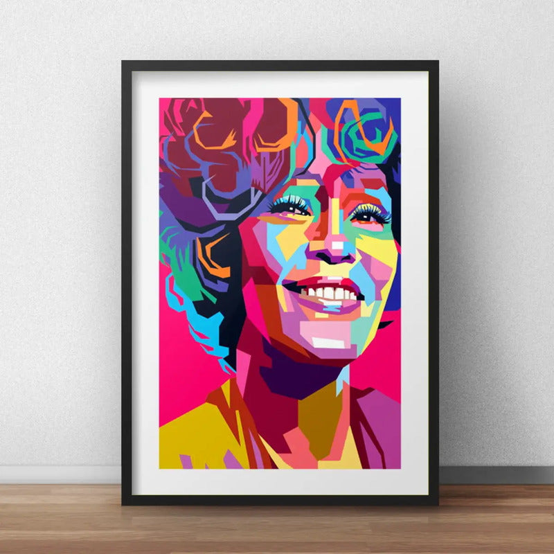 Cuadro Whitney Houston Pop Art Musica Decoracion C/ Paspartú Marco Negro