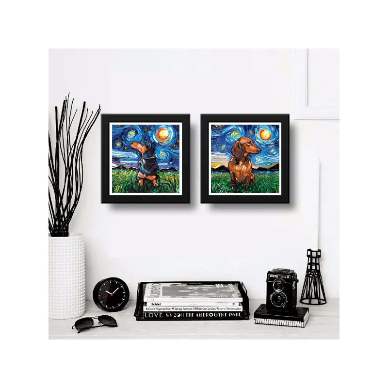 Set 2 Cuadros Perro Van Gogh Dachshund Mascotas Decoracion