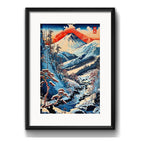 Cuadro Gran Ola Monte Fuji Arte Japonés 53x43cm Con Paspartú Monte Fuji Winter Con Marco Negro